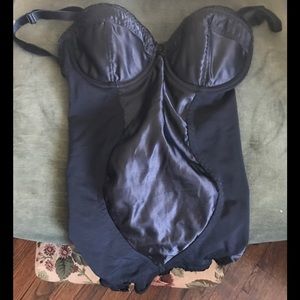 Black one piece corset w/garter.